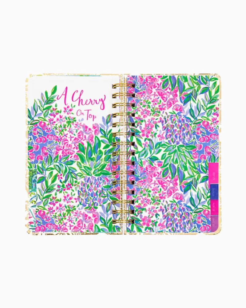 Office Supplies & Stationery^Lilly Pulitzer 2023-2024 17 Month Medium Agenda Gold Metallic Safari Sangria