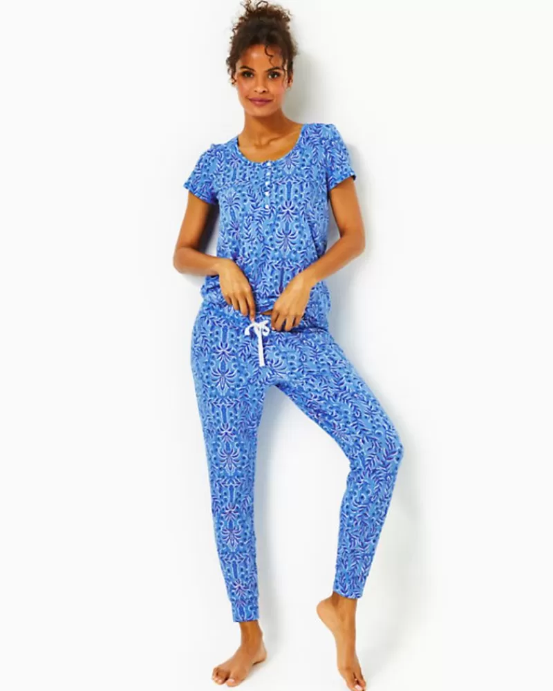 Pajamas^Lilly Pulitzer 28" Tinsely Pajama Knit Pant Abaco Blue Have It Both Rays