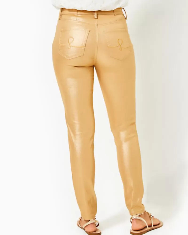 Bottoms^Lilly Pulitzer 29" Eagan High Rise Skinny Jean Gold Metallic