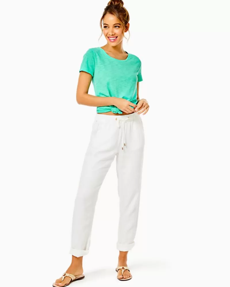 Bottoms^Lilly Pulitzer 31" Taron Mid-Rise Linen Pant Resort White