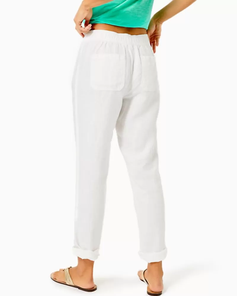 Bottoms^Lilly Pulitzer 31" Taron Mid-Rise Linen Pant Resort White