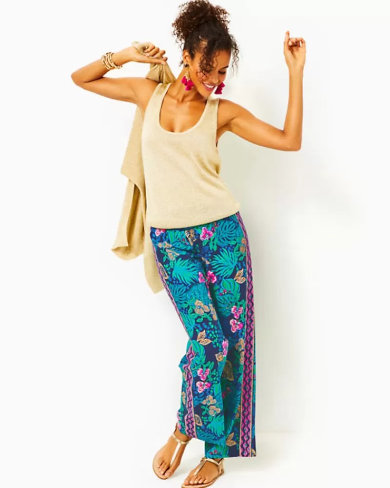 Bottoms^Lilly Pulitzer 32" Bal Harbour Palazzo Pant Low Tide Navy Life Of The Party Engineered Pant