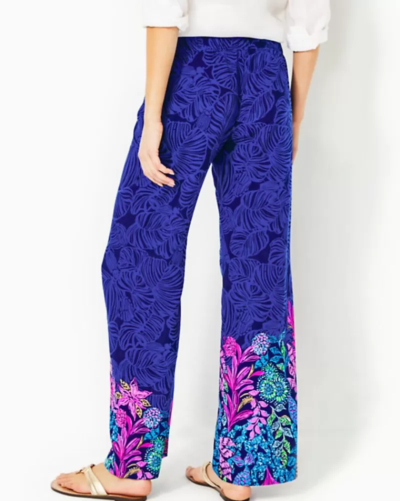 Bottoms^Lilly Pulitzer 32" Bal Harbour Palazzo Pant Aegean Navy Calypso Coast Engineered Pant