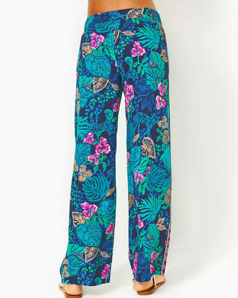 Bottoms^Lilly Pulitzer 32" Bal Harbour Palazzo Pant Low Tide Navy Life Of The Party Engineered Pant