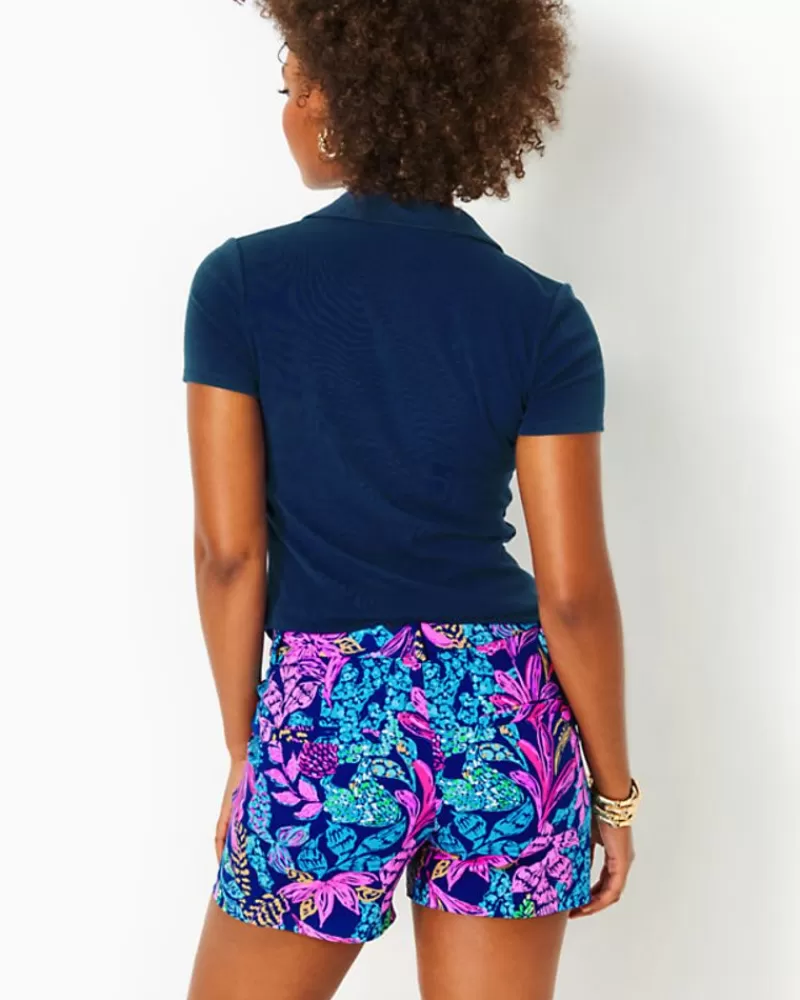 Bottoms^Lilly Pulitzer 5" Gretchen High Rise Short Aegean Navy Calypso Coast