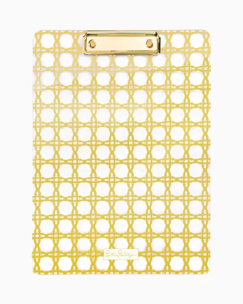 Office Supplies & Stationery^Lilly Pulitzer Acrylic Clipboard Gold Metallic Caning