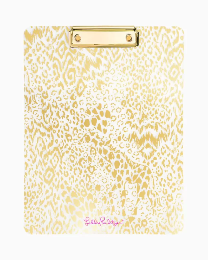 Office Supplies & Stationery^Lilly Pulitzer Acrylic Clipboard Gold Metallic Pattern Play