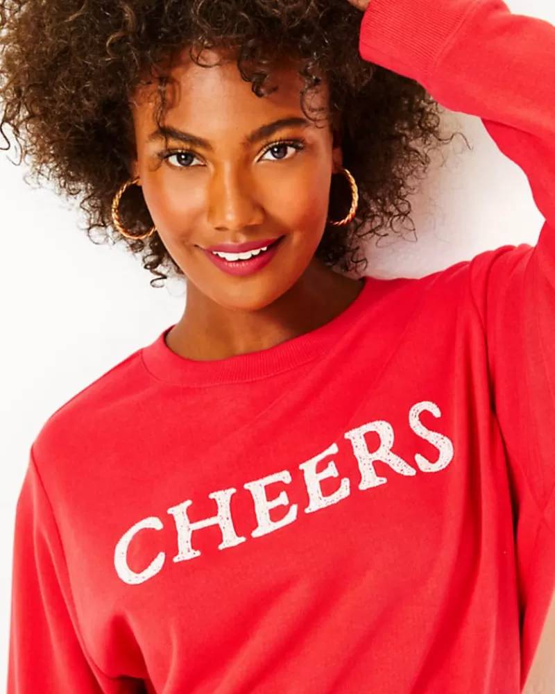 Loungewear^Lilly Pulitzer Ballad Cotton Sweatshirt Amaryllis Red Cheers Graphic