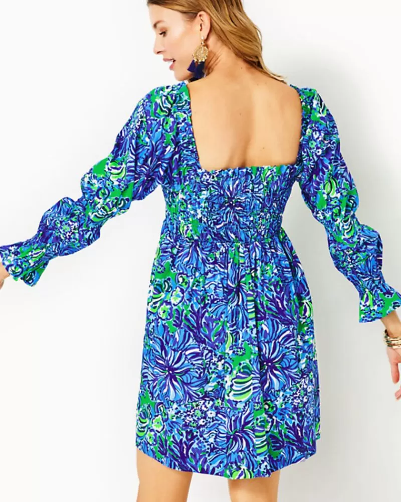 Dresses^Lilly Pulitzer Beyonca Babydoll Cotton Dress Abaco Blue In Turtle Awe