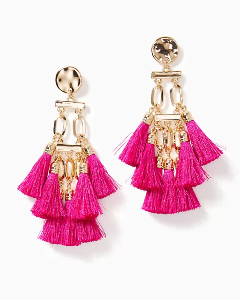 Jewelry^Lilly Pulitzer Boho Safari Chandelier Earrings Pink Palms