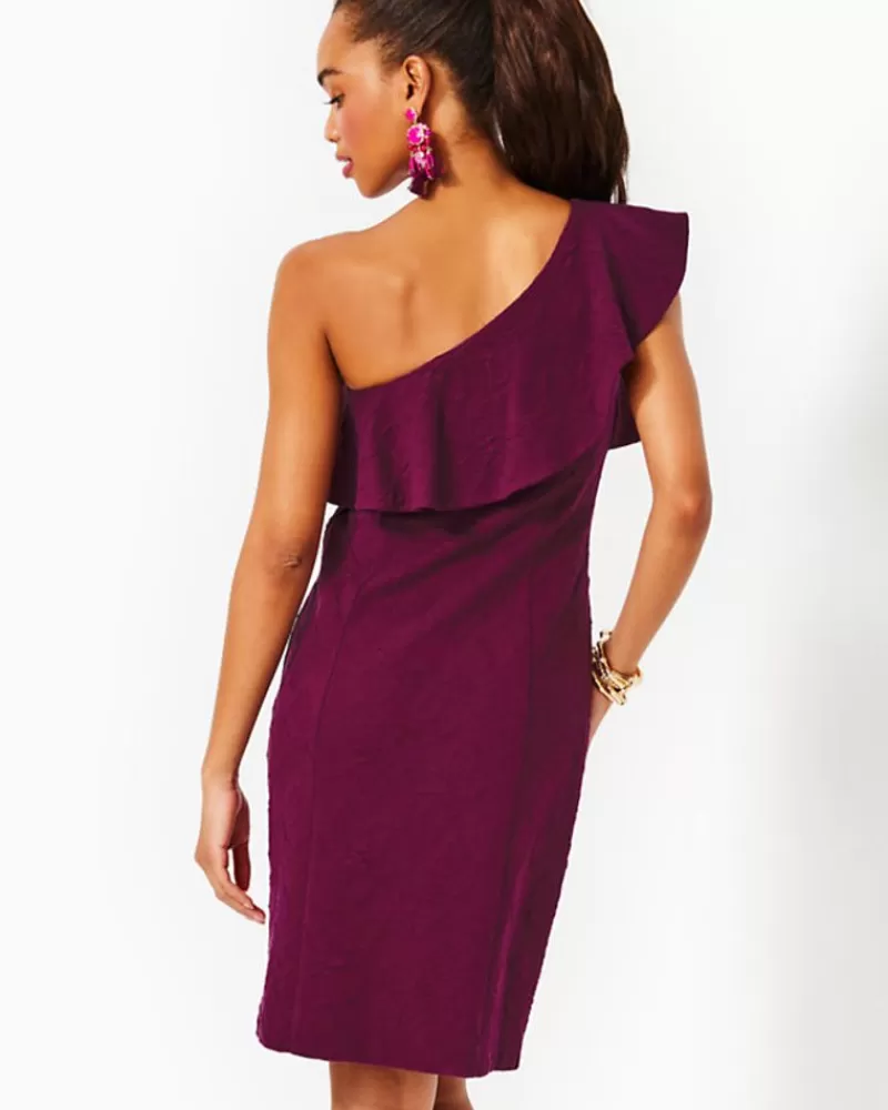 Dresses^Lilly Pulitzer Bordeaux One-Shoulder Dress Amarena Cherry Knit Pucker Jacquard