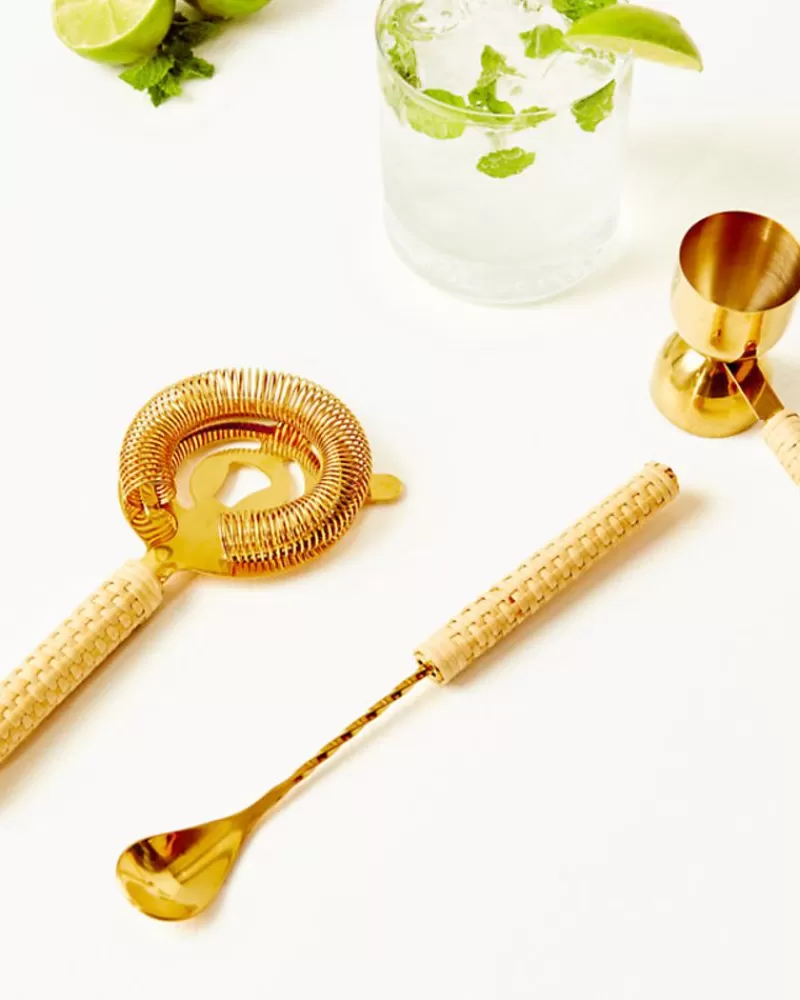 Tabletop^Lilly Pulitzer Cocktail Tool Set Gold Metallic Caning