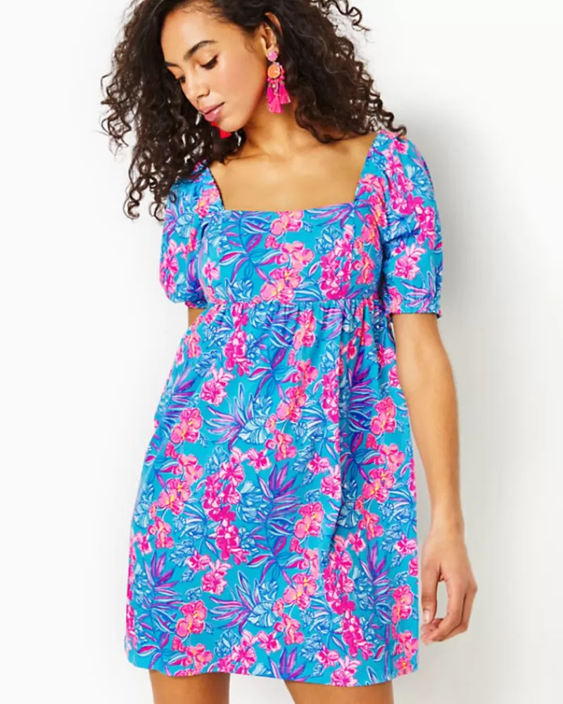 Dresses^Lilly Pulitzer Delaney Short Sleeve Dress Cumulus Blue Orchid Oasis