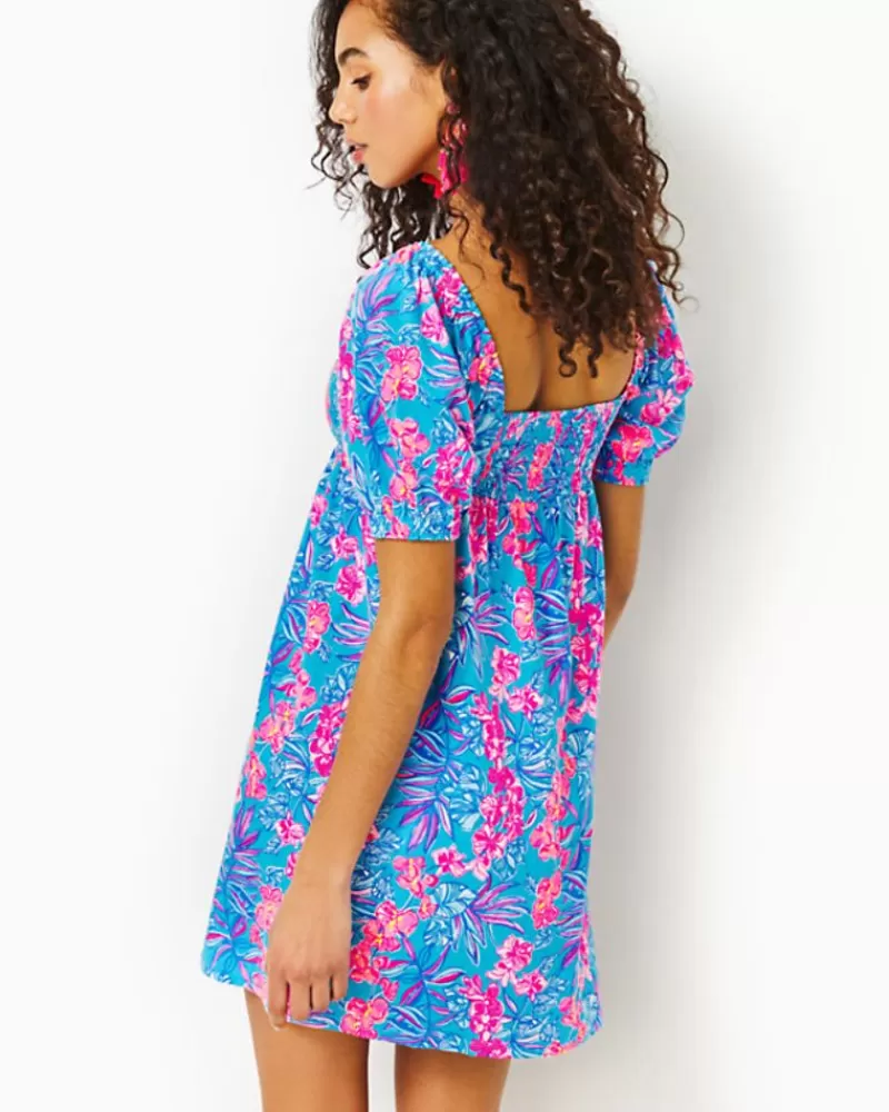 Dresses^Lilly Pulitzer Delaney Short Sleeve Dress Cumulus Blue Orchid Oasis