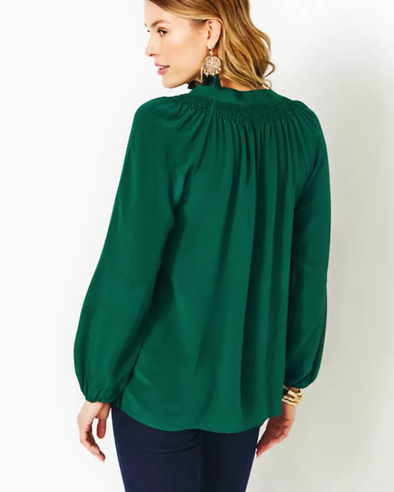 Tops^Lilly Pulitzer Elsa Silk Top Evergreen