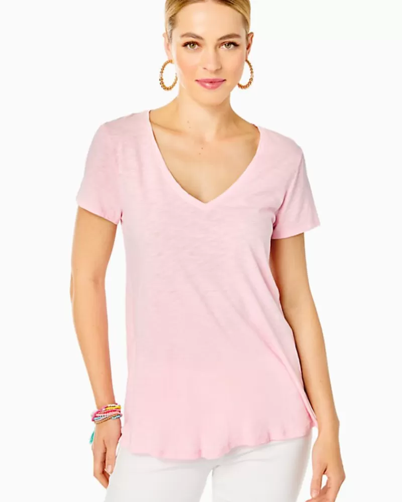 Loungewear^Lilly Pulitzer Etta V-Neck Top Calla Lilly Pink