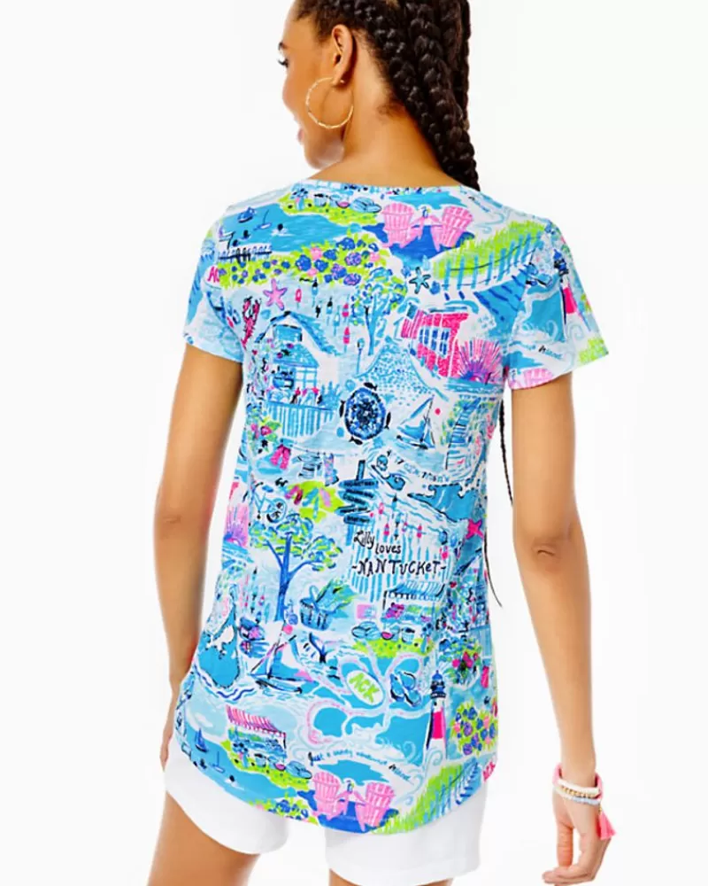 Loungewear^Lilly Pulitzer Etta V-Neck Top Whisper Blue Lilly Loves Nantucket