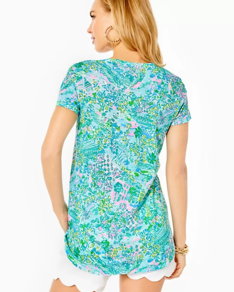 Loungewear^Lilly Pulitzer Etta V-Neck Top Surf Blue Lilly Loves South Carolina