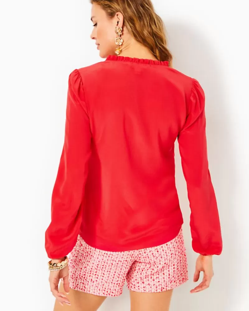 Tops^Lilly Pulitzer Giana Silk Top Amaryllis Red