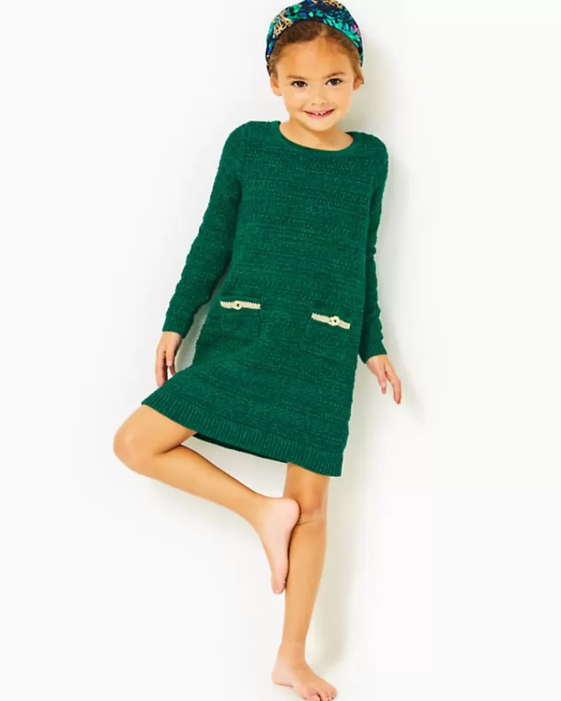 Girls Dresses & Rompers^Lilly Pulitzer Girls Lolo Sweater Dress Evergreen Metallic Tweed