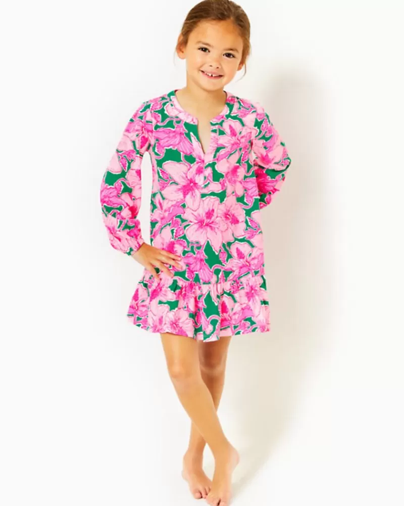 Girls Dresses & Rompers^Lilly Pulitzer Girls Mini Alyssa Cotton Dress Kelly Green Hibis Kiss