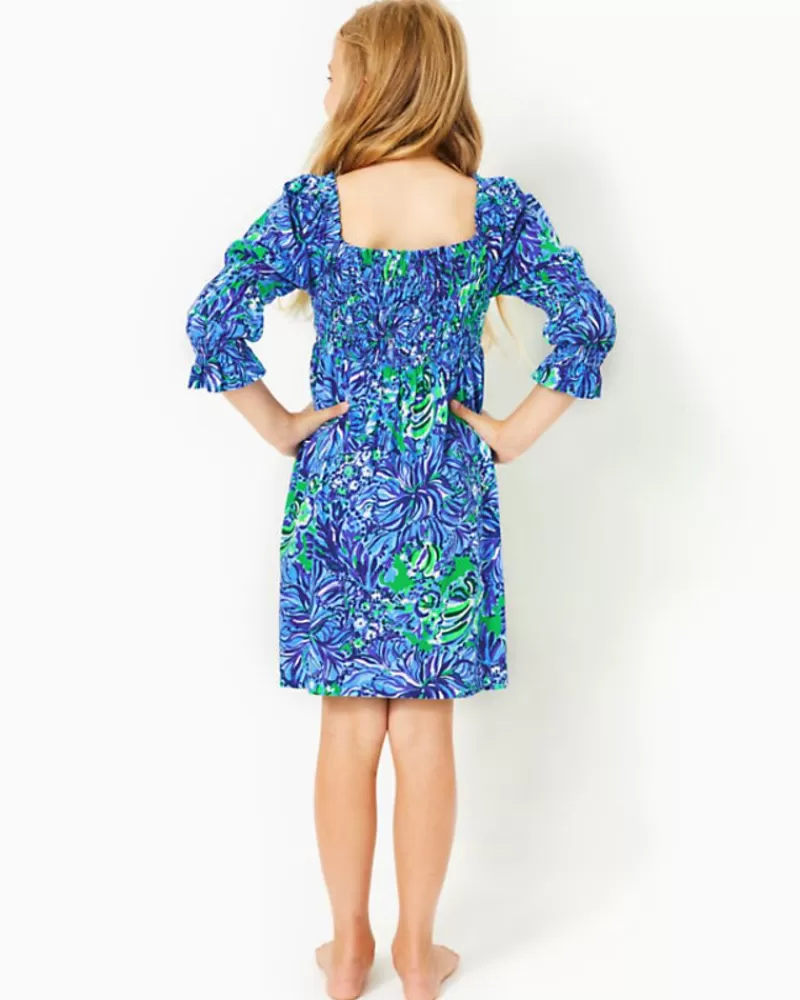 Girls Dresses & Rompers^Lilly Pulitzer Girls Mini Beyonca Cotton Dress Abaco Blue In Turtle Awe