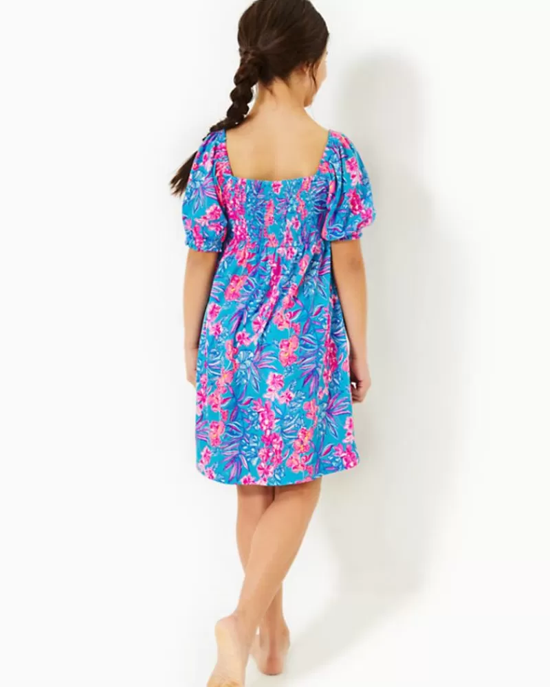 Girls Dresses & Rompers^Lilly Pulitzer Girls Mini Delaney Dress Cumulus Blue Orchid Oasis