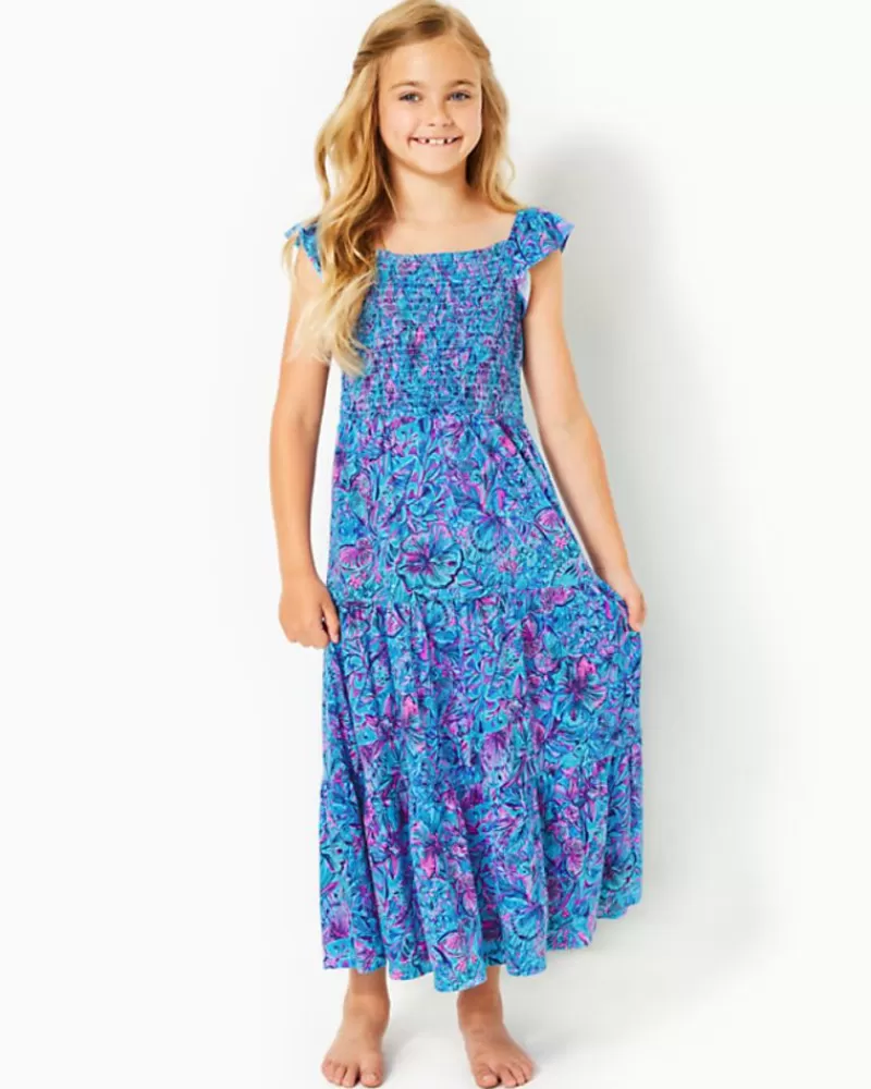 Girls Dresses & Rompers^Lilly Pulitzer Girls Mini Jilly Midi Dress Breakwater Blue Shells N Bells