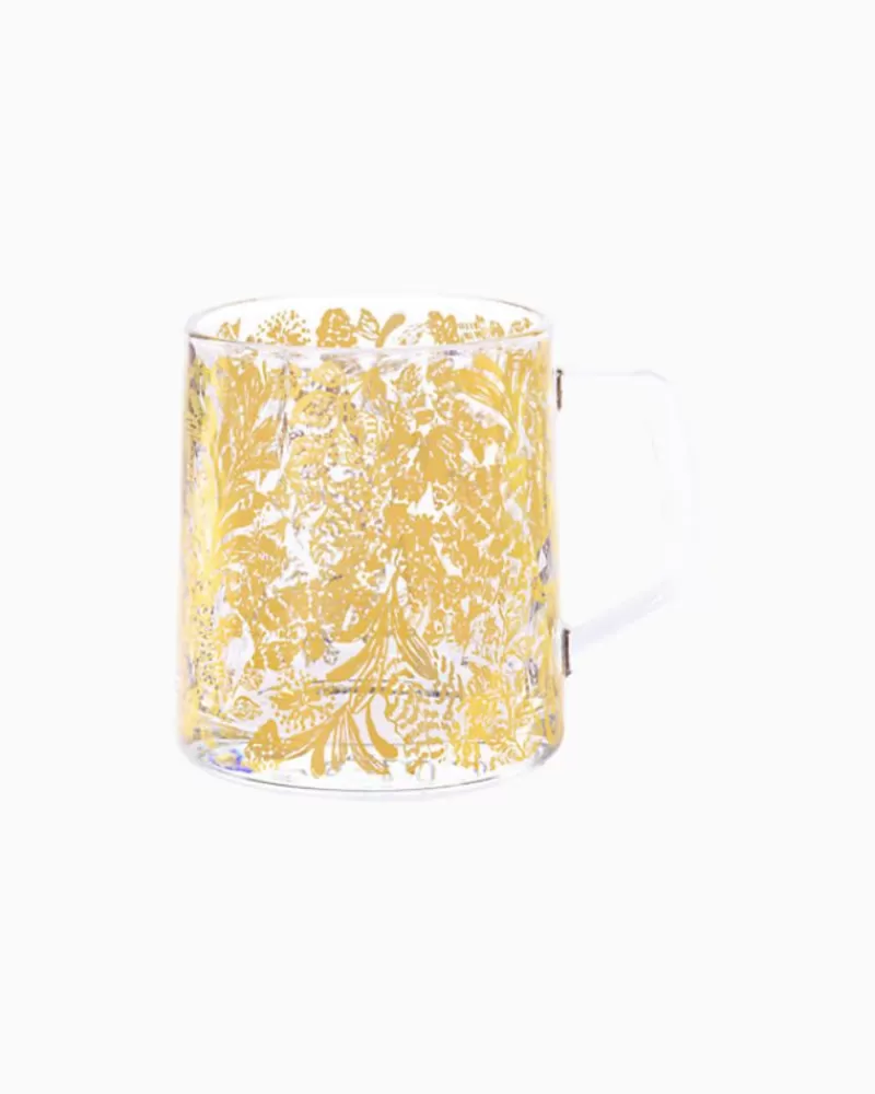 Tabletop^Lilly Pulitzer Glass Mug Gold Metallic Calypso Coast