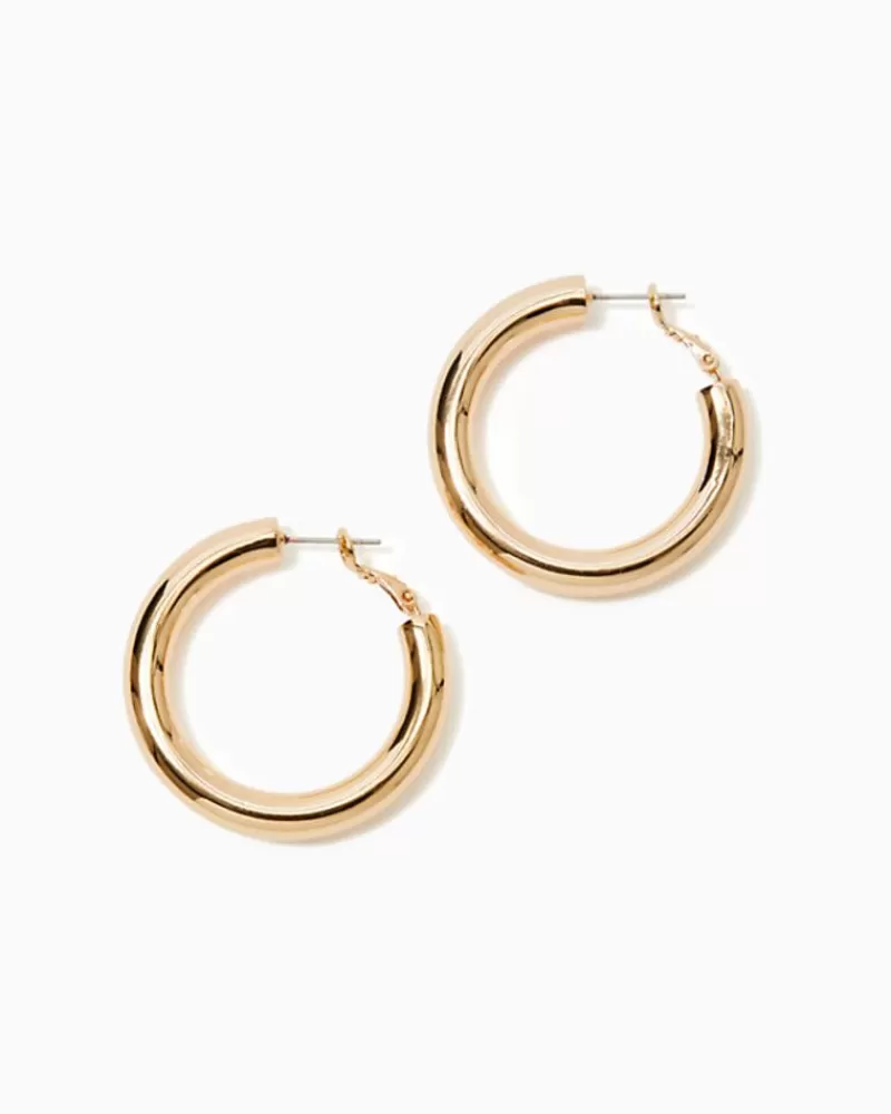 Jewelry^Lilly Pulitzer Harbour Hoop Earrings Gold Metallic