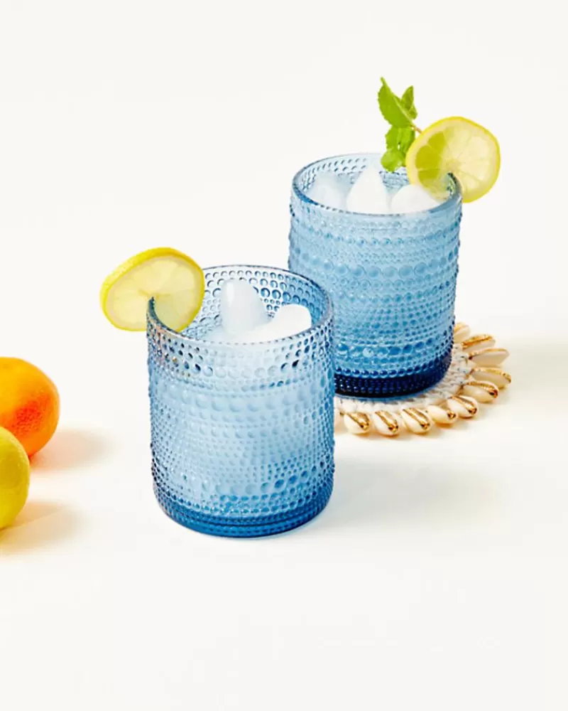 Tabletop^Lilly Pulitzer Hobnail Glasses Abaco Blue