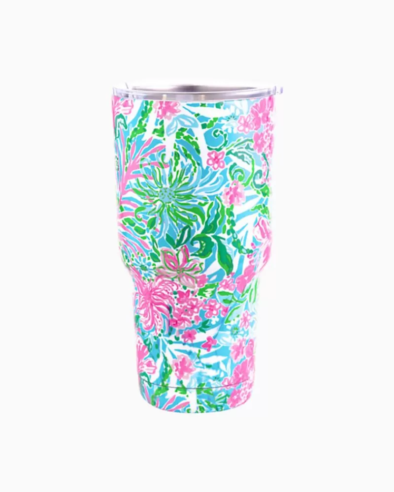 Tabletop^Lilly Pulitzer Insulated Tumbler Amalfi Blue Leaf It Wild