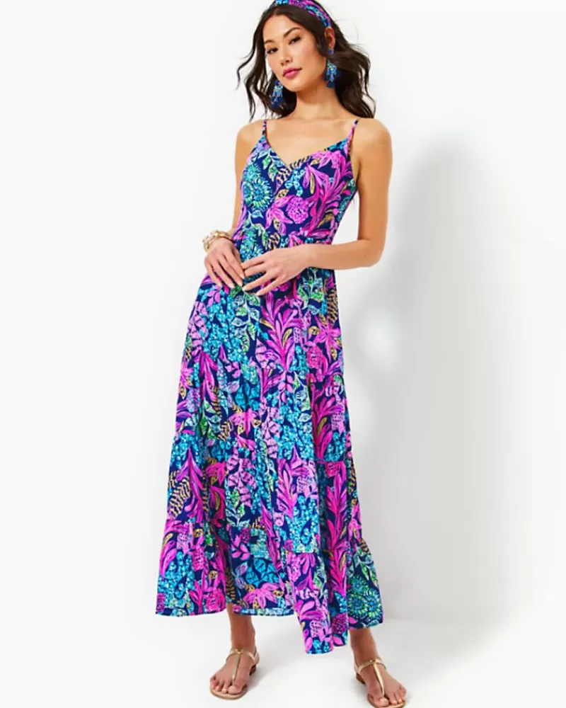 Dresses^Lilly Pulitzer Joellane Tiered Maxi Dress Aegean Navy Calypso Coast