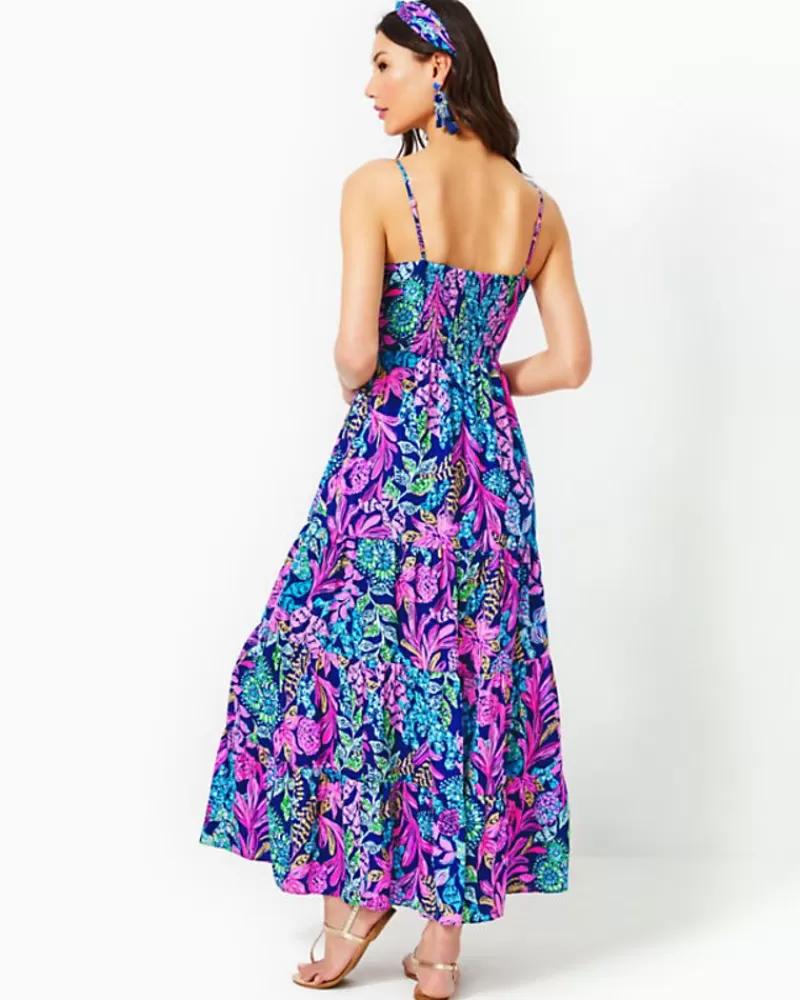 Dresses^Lilly Pulitzer Joellane Tiered Maxi Dress Aegean Navy Calypso Coast