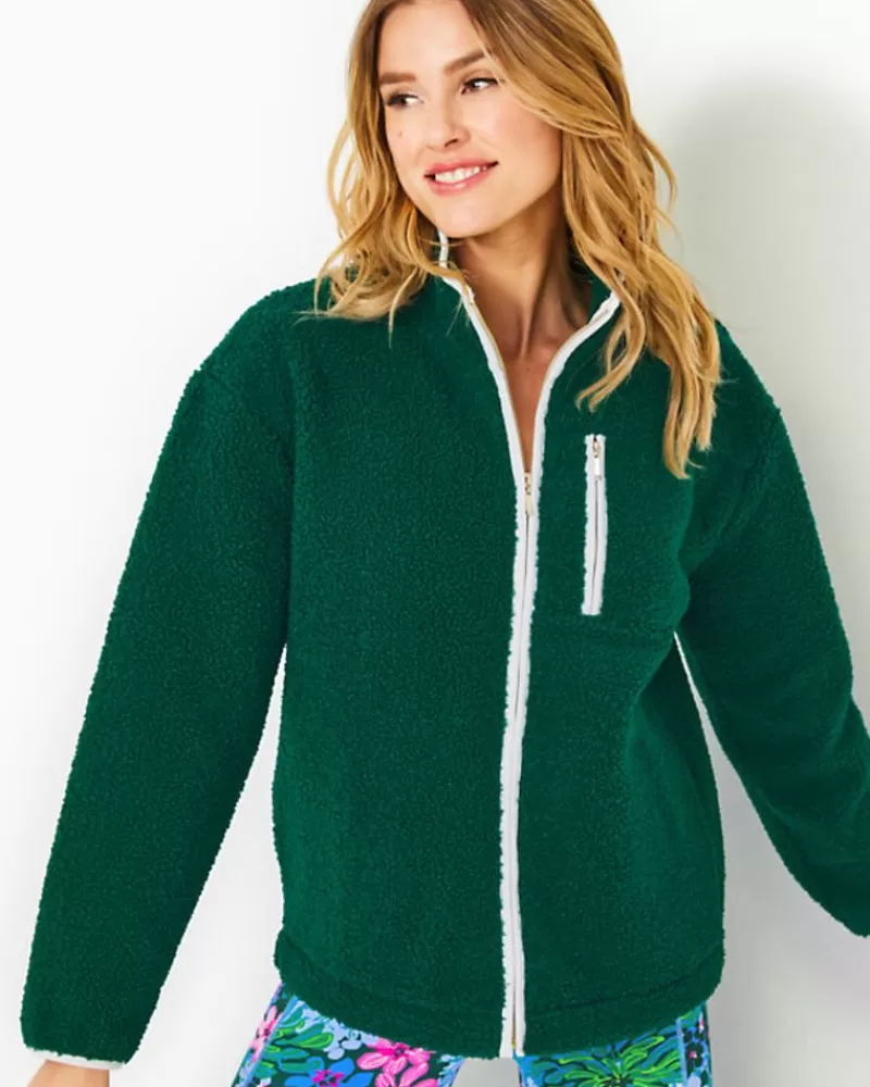 Outerwear^Lilly Pulitzer Joyce Sherpa Jacket Evergreen