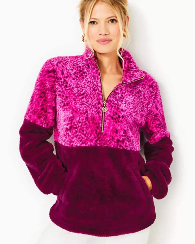 Outerwear^Lilly Pulitzer Keala Sherpa Popover Amarena Cherry Pattern Play Colorblock