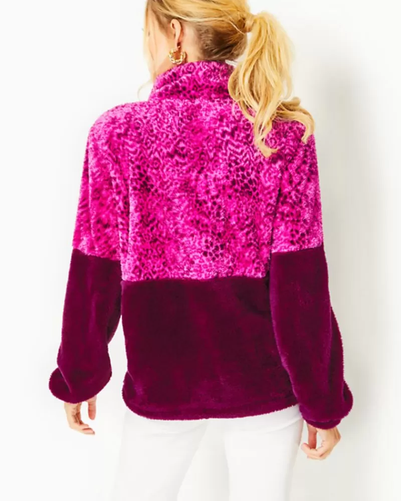 Outerwear^Lilly Pulitzer Keala Sherpa Popover Amarena Cherry Pattern Play Colorblock