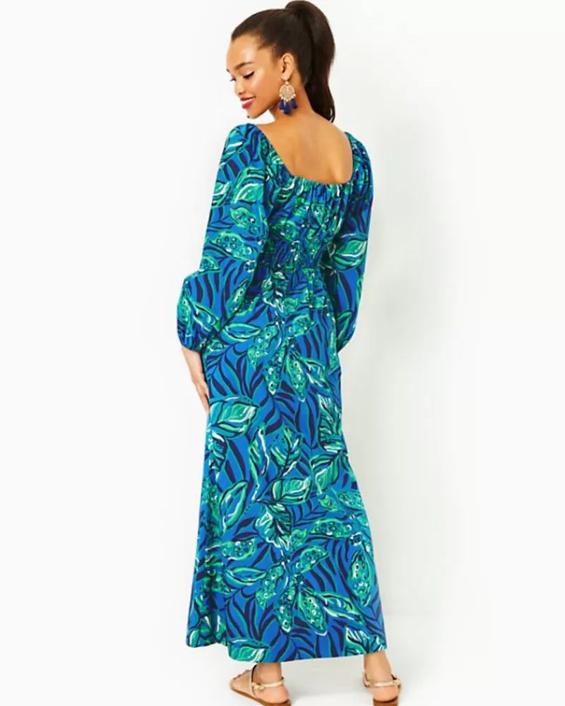 Dresses^Lilly Pulitzer Lakira Cotton Maxi Dress Indigo Breeze Shady Gators