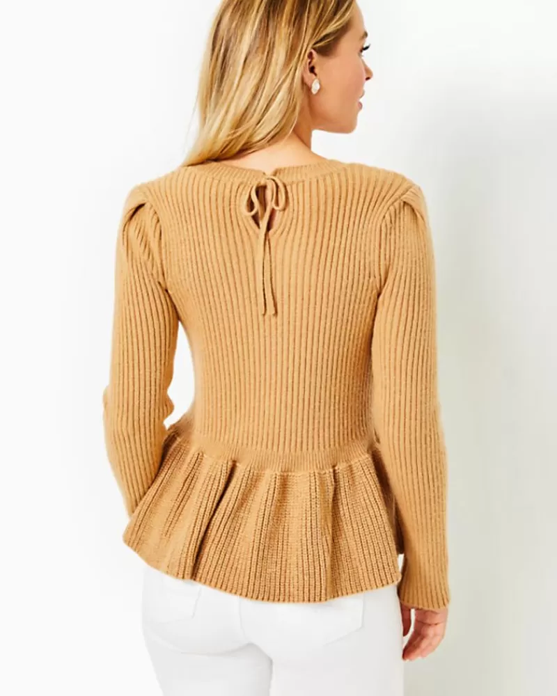 Sweaters & Cardigans^Lilly Pulitzer Lanta Ribbed Peplum Sweater Heathered Rattan