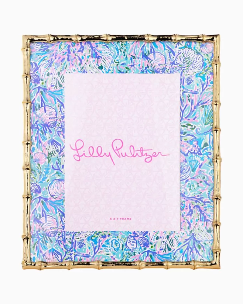 Home Decor^Lilly Pulitzer Large Bamboo Picture Frame Surf Blue Soleil It On Me