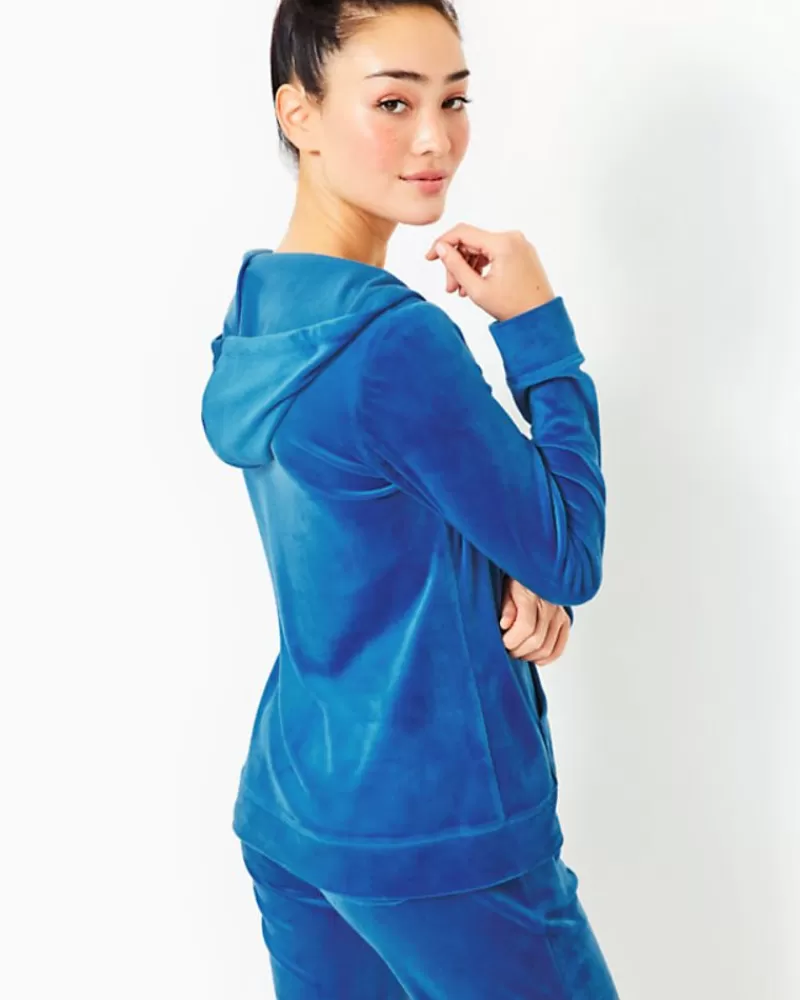 Loungewear^Lilly Pulitzer Larina Velour Zip-Up Hoodie Indigo Breeze