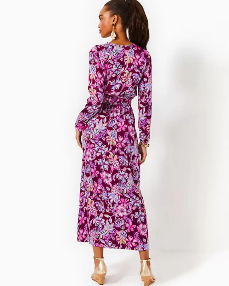 Dresses^Lilly Pulitzer Leolynn Long Sleeve Maxi Dress Amarena Cherry Tropical With A Twist