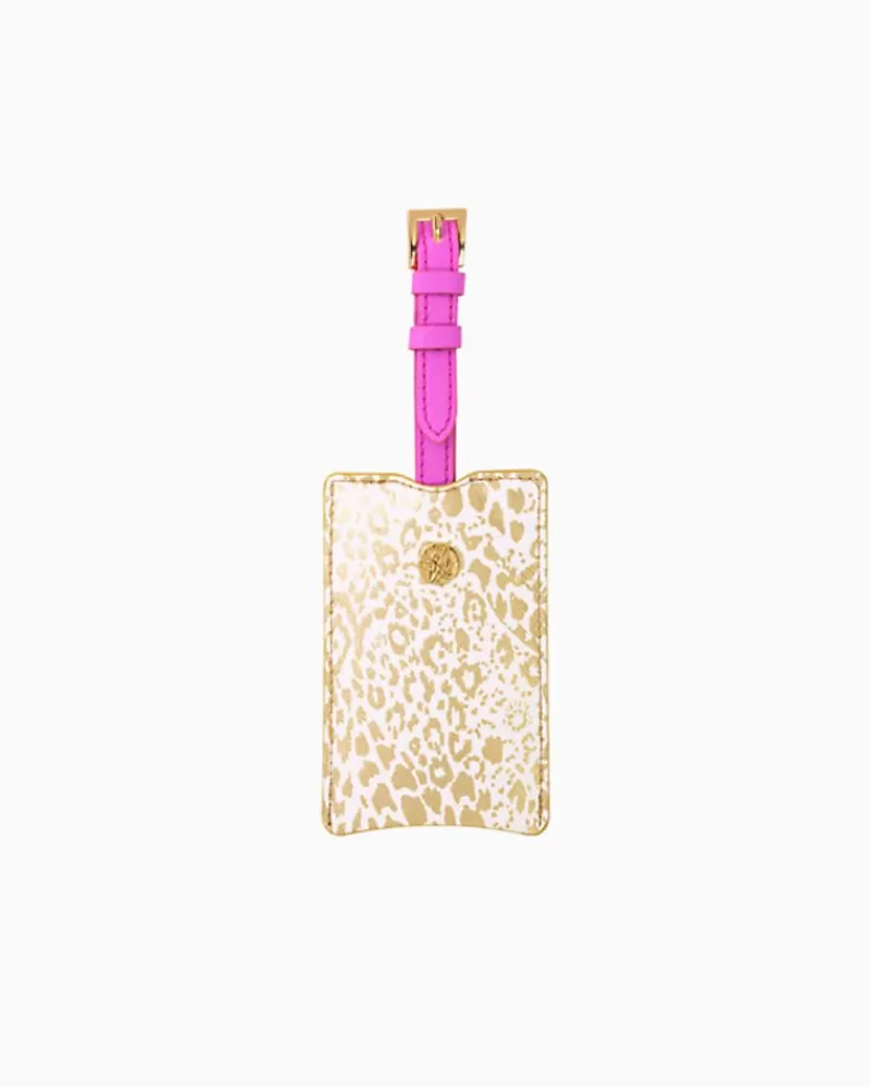 Phone & Tech^Lilly Pulitzer Luggage Tag Gold Metallic Pattern Play