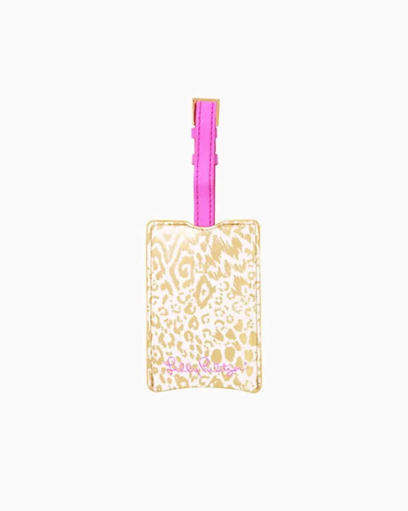 Phone & Tech^Lilly Pulitzer Luggage Tag Gold Metallic Pattern Play