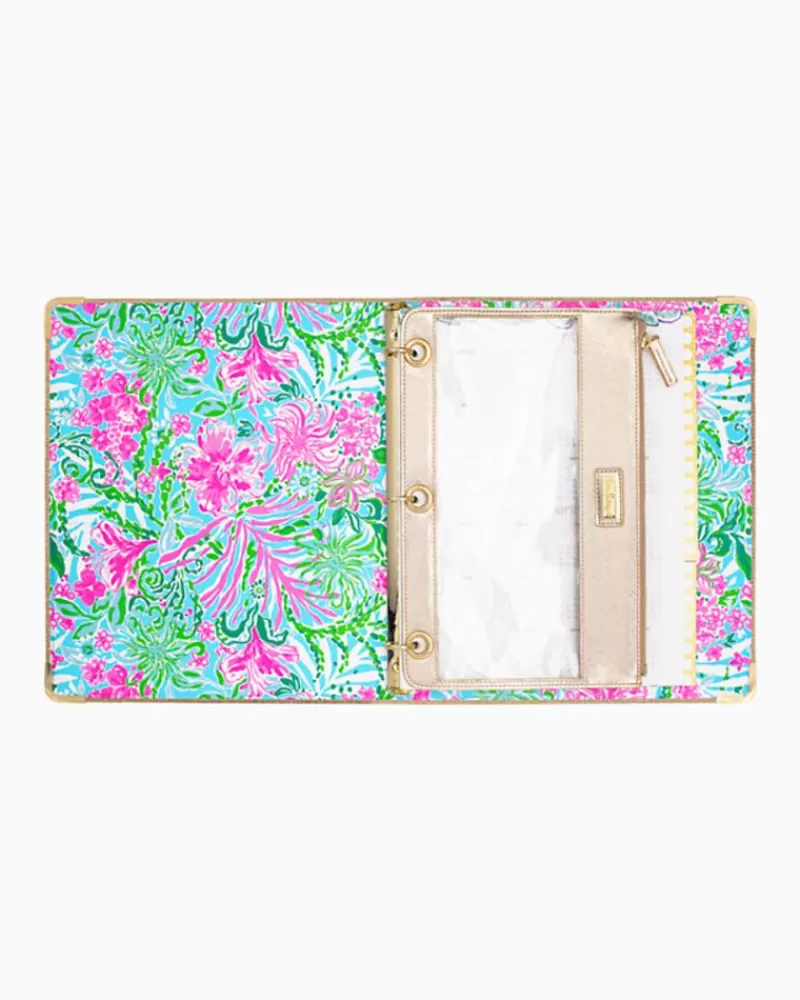 Office Supplies & Stationery^Lilly Pulitzer Luxe Binder With Pouch Set Amalfi Blue Leaf It Wild