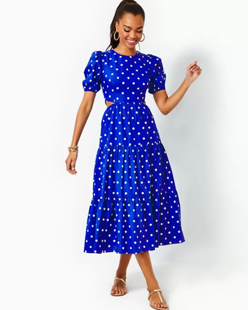 Dresses^Lilly Pulitzer Lyssa Cotton Midi Dress Blue Grotto Hotter Spot