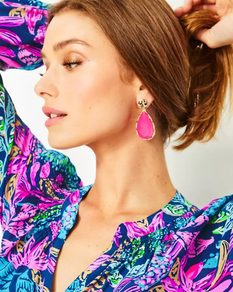 Jewelry^Lilly Pulitzer Moonlight Earrings Pink Palms