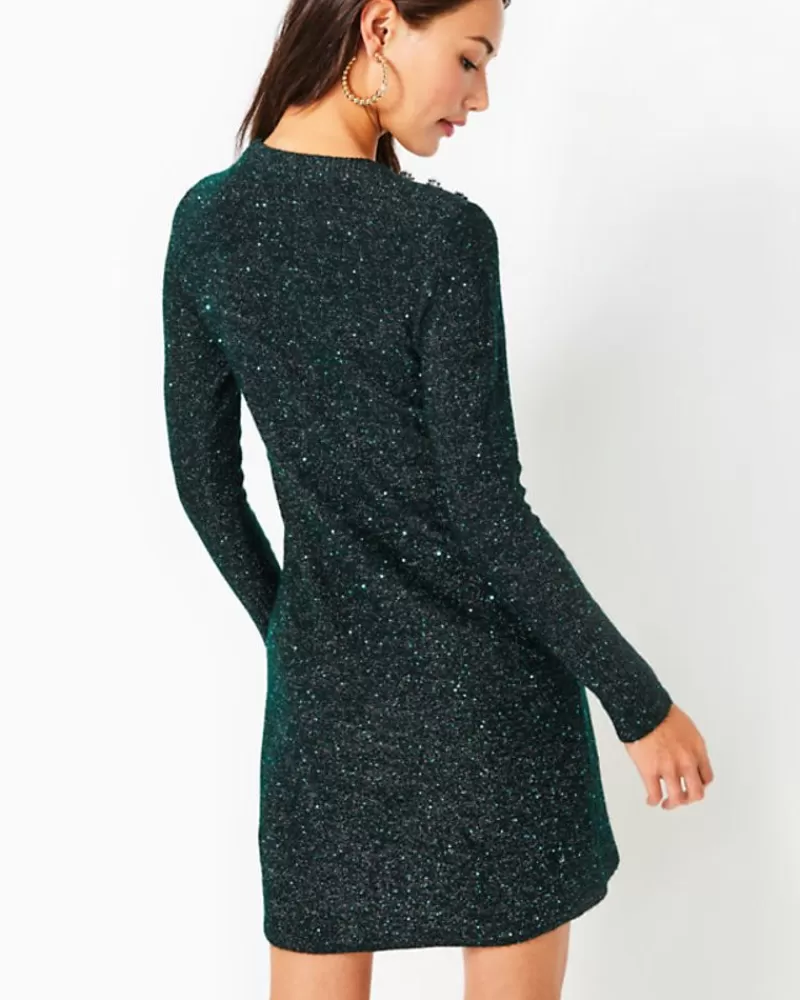 Dresses^Lilly Pulitzer Morgen Sequin Sweater Dress Evergreen Metallic