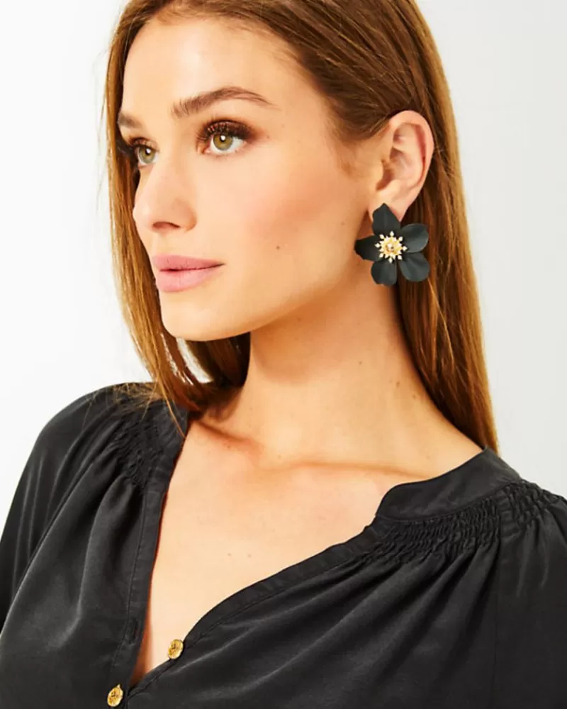 Jewelry^Lilly Pulitzer Oversized Orchid Earrings Onyx