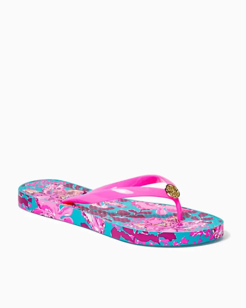 Shoes^Lilly Pulitzer Pool Flip Flop Blue Rhapsody Orchid You Not Shoe